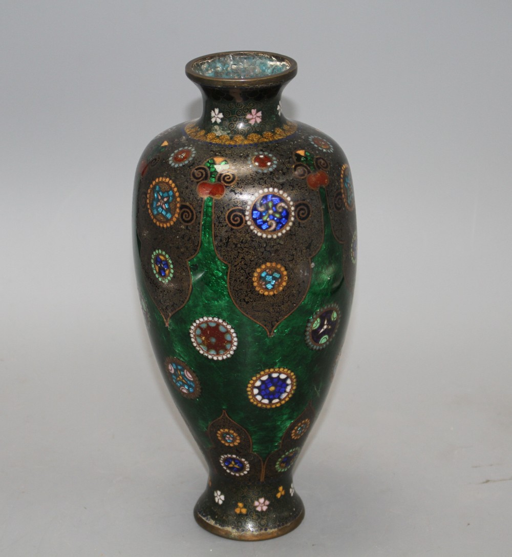 A Japanese cloisonne vase, with mons decoration, height 27cm